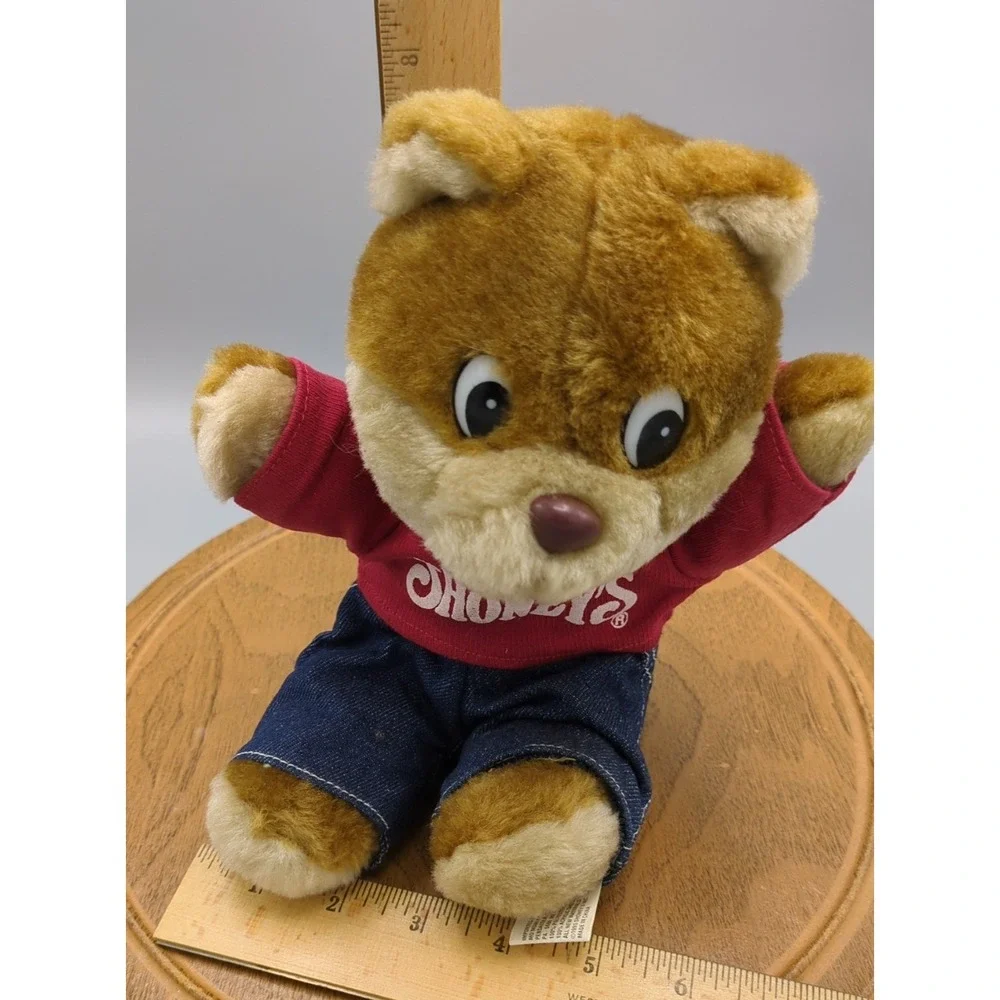 Vintage 1999 Shoney's Restaurant Shoney Bear Plush Overalls Stuffed Animal 10 In